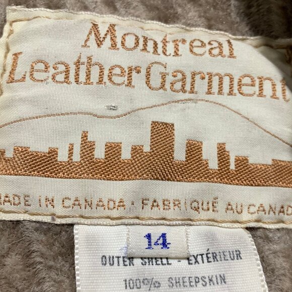 VINTAGE MONTREAL LEATHER GARMENT BELTED SHEARLING SHEEPSKIN COAT SIZE 14 - Picture 11 of 11